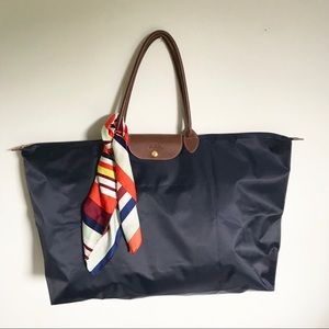 Navy Longchamp Travel Tote Bag